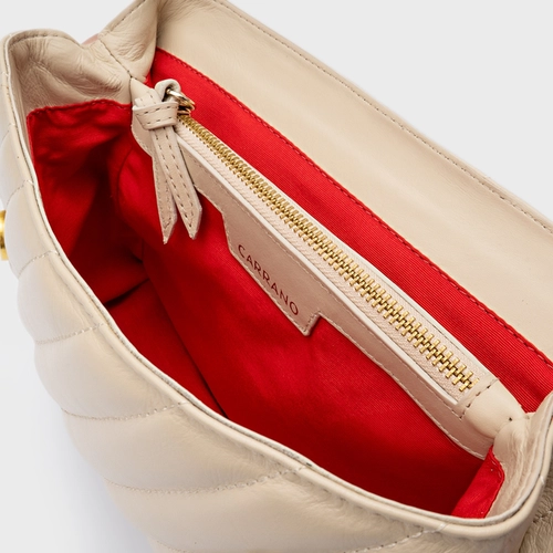 Bolsa Tiracolo Liza Média Couro Off White Lait