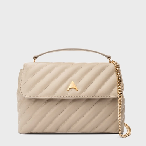Bolsa Tiracolo Liza Média Couro Off White Lait