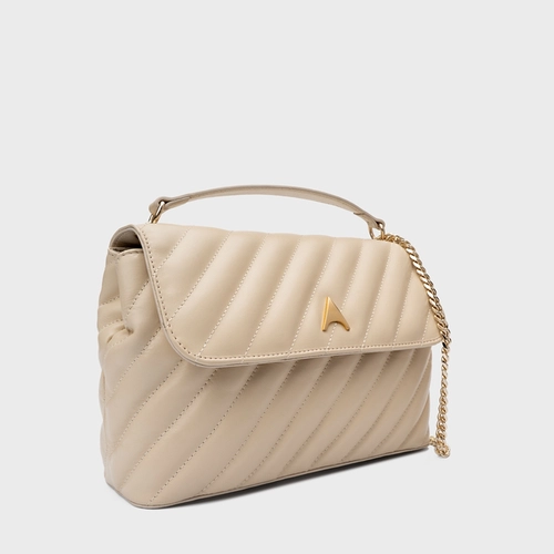 Bolsa Tiracolo Liza Média Couro Off White Lait