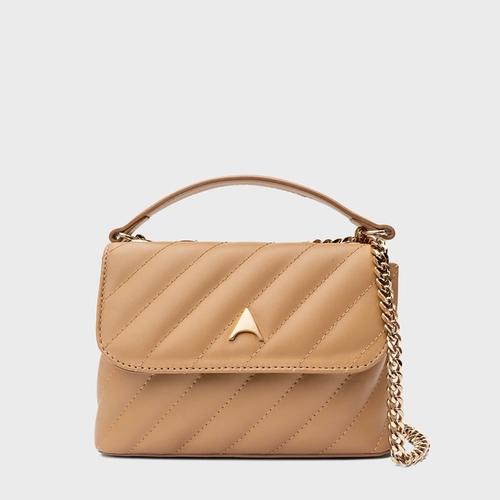 Bolsa Tiracolo Liza Pequena Couro Bege Croissant