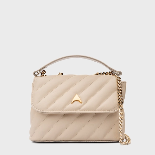 Bolsa Tiracolo Liza Pequena Couro Off White Lait