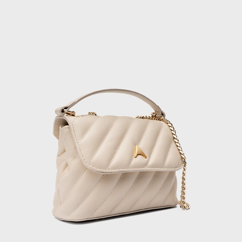 Bolsa Tiracolo Liza Pequena Couro Off White Lait