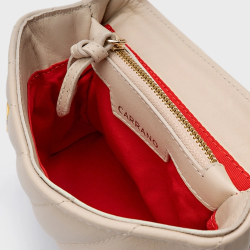 Bolsa Tiracolo Liza Pequena Couro Off White Lait