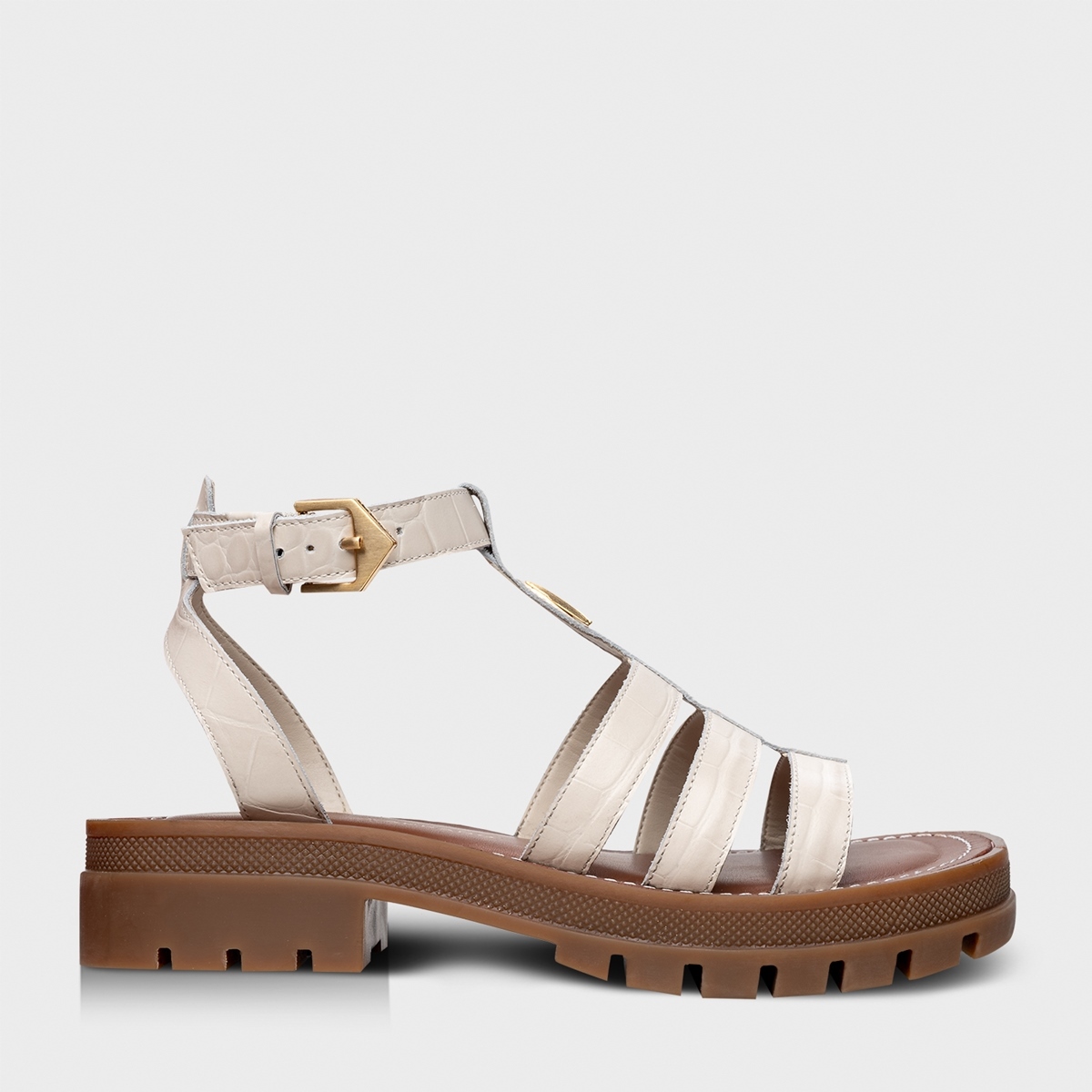 Sand Lia Icon Tratorada Couro Croco Off White Lait