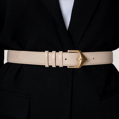 Cinto Martina Grosso Couro Off White Lait