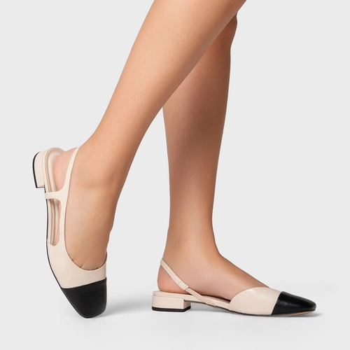 Sapatilha Slingback Cap Toe Couro Off White Lait