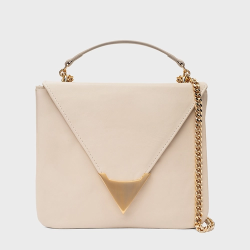 Bolsa Tiracolo Aria Média Couro Off White Lait