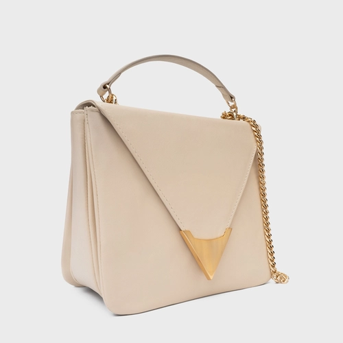 Bolsa Tiracolo Aria Média Couro Off White Lait