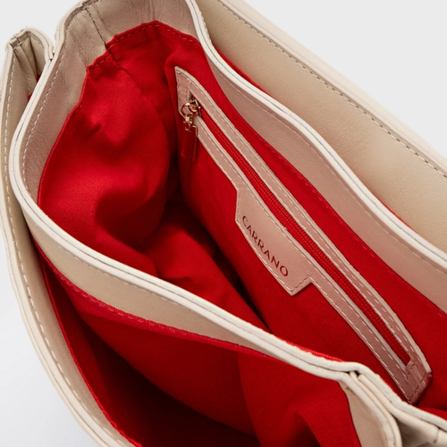 Bolsa Tiracolo Aria Média Couro Off White Lait