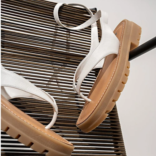 Sandália Tratorada Lace Up Couro Branco