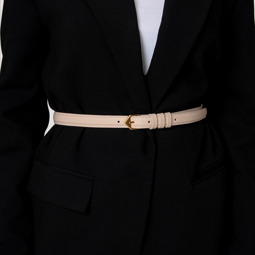 Cinto Martina Fino Couro Off White Lait