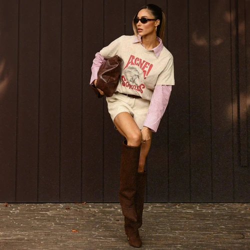 Bota Capa Classic Cano Longo Couro Nobuck Marrom Dark Brown