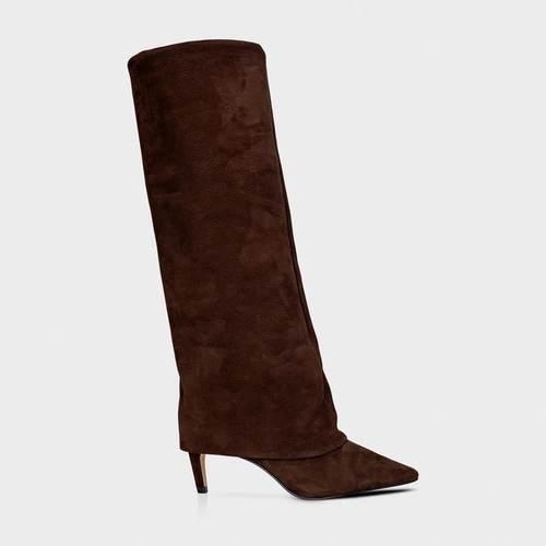 Bota Capa Classic Cano Longo Couro Nobuck Marrom Dark Brown