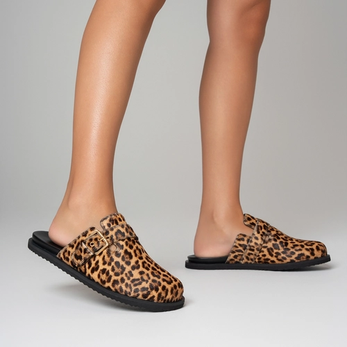 Mule Clog Pelo Animal Print Honey