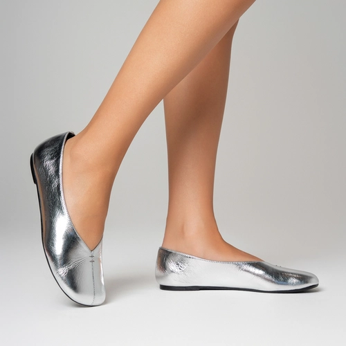 Sapatilha Simple Couro Spechio Prata
