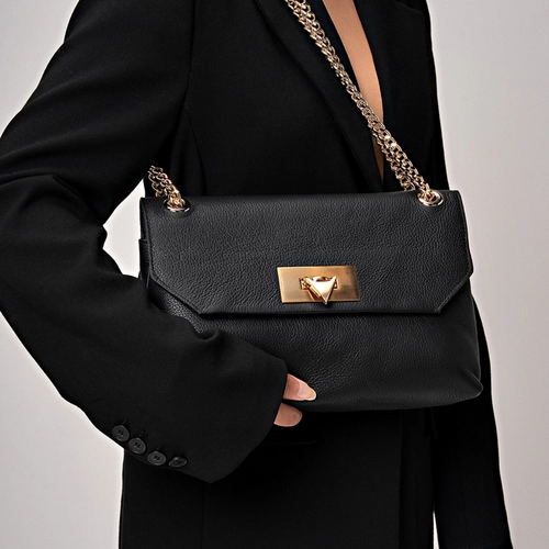 Bolsa Hélene Shoulder Timeless Média Couro Preto