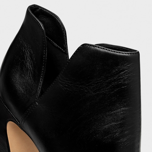 Bota Recorte Salto Wave Couro Preto