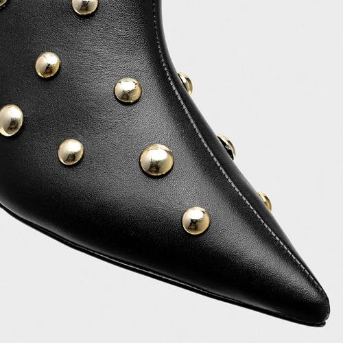 Bota Balls Cano Médio Salto Fino Couro Preto