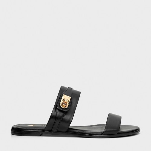 Flat Detail Clasp Couro Preto