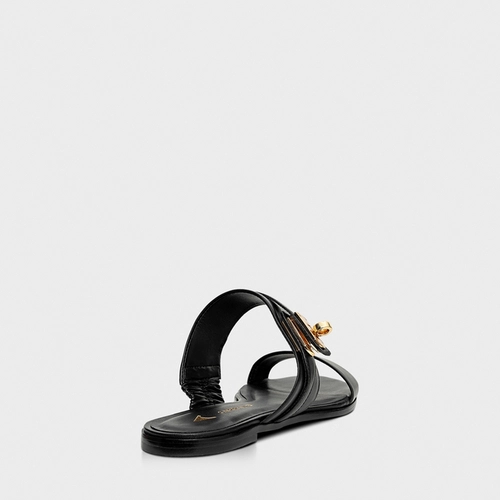 Flat Detail Clasp Couro Preto