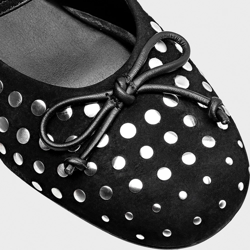 Sapatilha Multi Studs Laço Couro Nobuck Preto