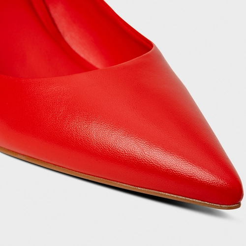 Scarpin Felícia Salto Oval Couro Vermelho Acent Red