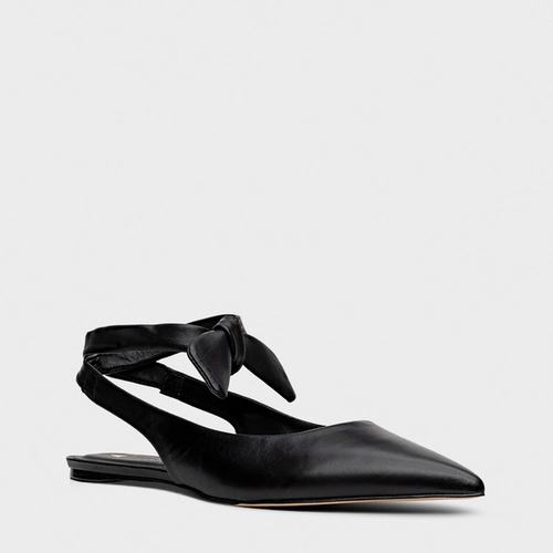 Sapatilha Slingback Lace Knot Couro Preto
