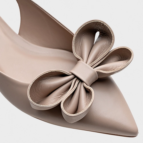 Sapatilha Slingback Romantic Lace Couro Bege Bella