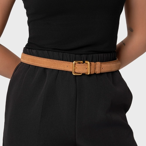 Cinto Regular Médio Couro Rustico Marrom Saddle