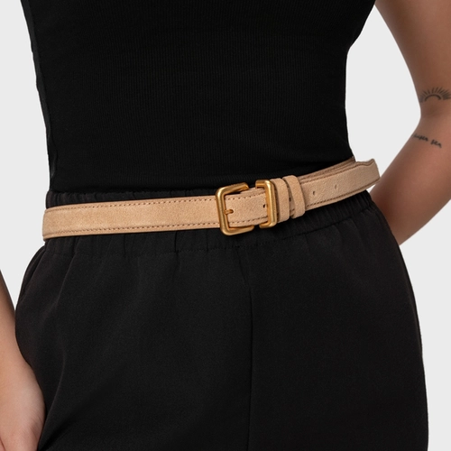 Cinto Regular Médio Couro Rustico Bege Toffee