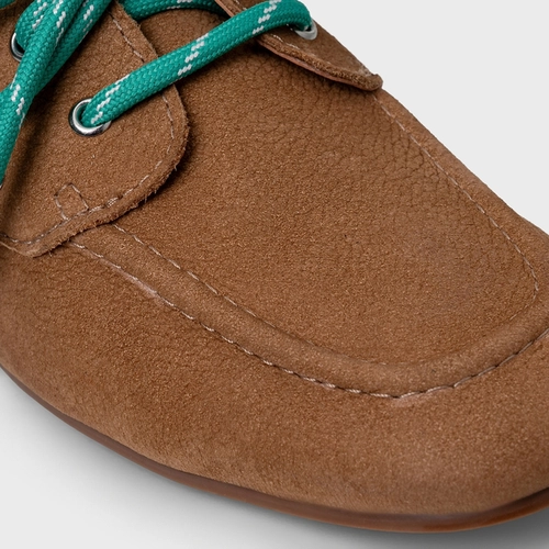 Loafer Boat Amarração Color Couro Nobuck Marrom Honey