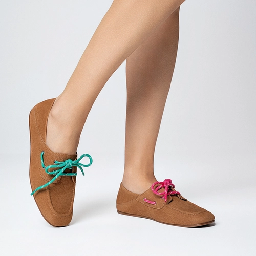 Loafer Boat Amarração Color Couro Nobuck Marrom Honey