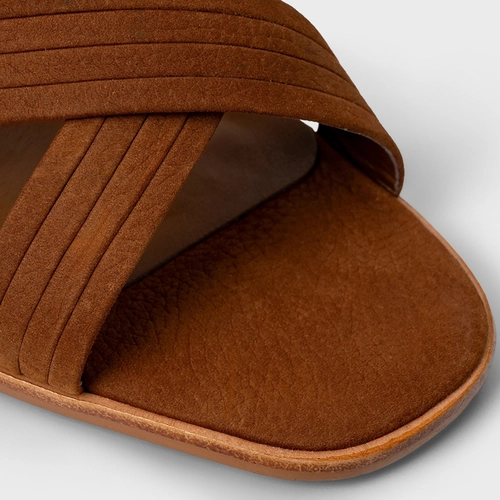 Sandália Infinite Salto Bloco Alto Couro Nobuck Marrom Saddle