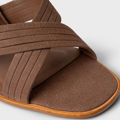 Sandália Infinite Salto Bloco Alto Couro Nobuck Marrom Mocha