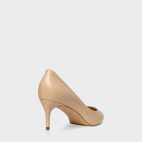 Scarpin Valentina Salto Fino Couro Bege Ginger