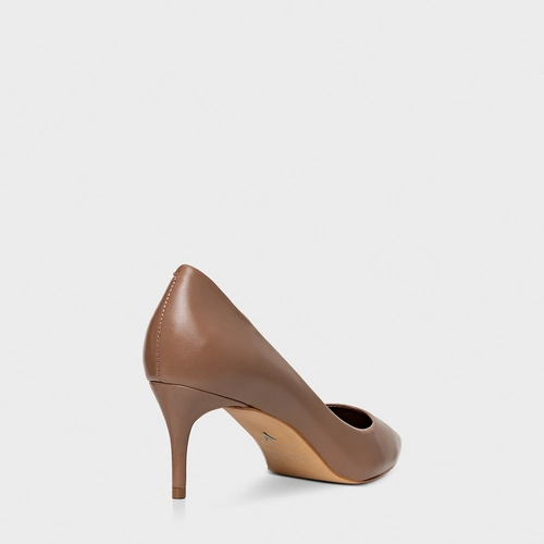 Scarpin Valentina Salto Fino Couro Marrom Mocha