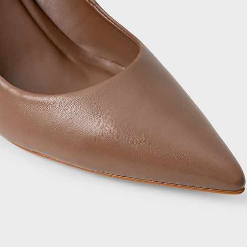 Scarpin Valentina Salto Fino Couro Marrom Mocha