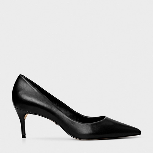 Scarpin Valentina Salto Fino Couro Preto
