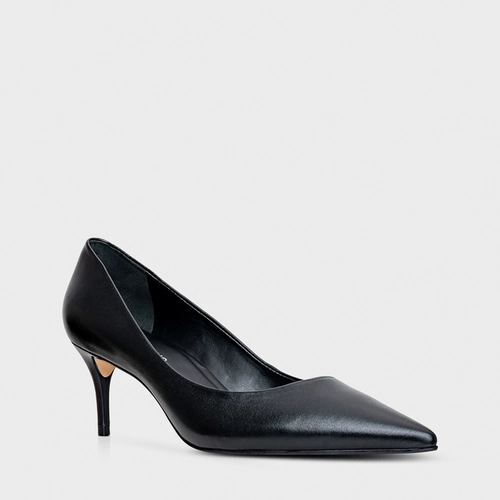 Scarpin Valentina Salto Fino Couro Preto