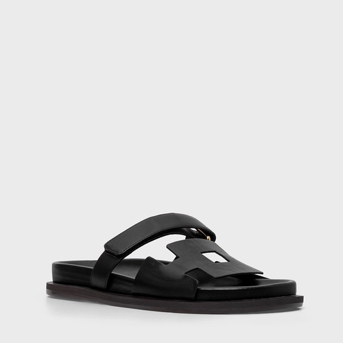 Flat Papete Square Couro Preto