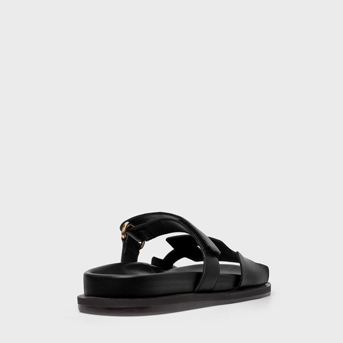 Flat Papete Square Couro Preto