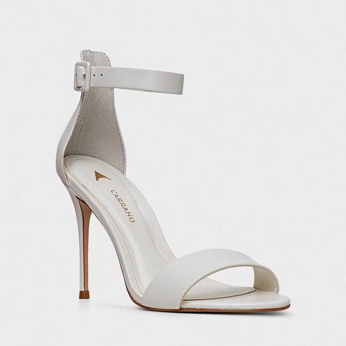 Sandália Classic Glam Salto Fino Couro Off White Milk