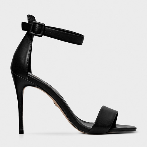 Sandália Classic Glam Salto Fino Couro Preto