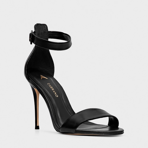 Sandália Classic Glam Salto Fino Couro Preto