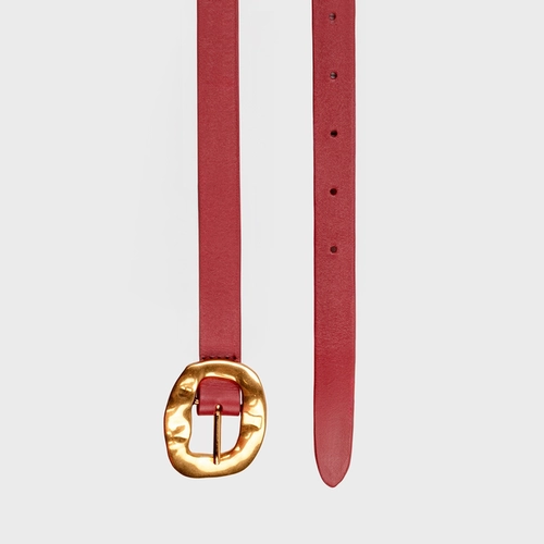 Cinto Gold Fino Couro Rosa Berry