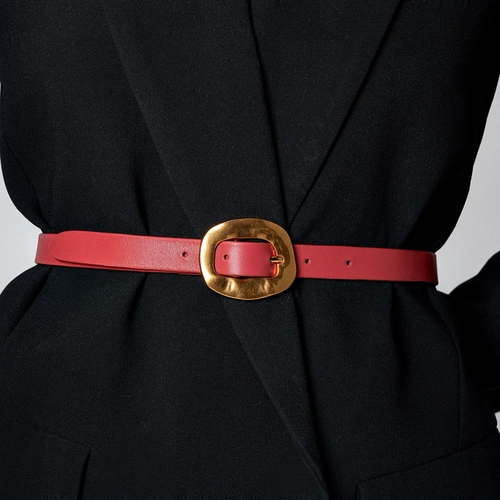 Cinto Gold Fino Couro Rosa Berry