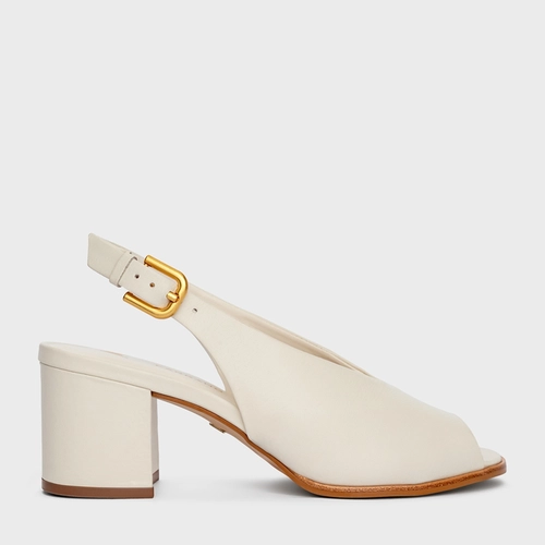 Sandália Boot Essential Salto Bloco Couro Off White Milk