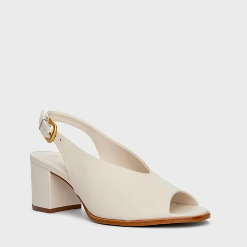 Sandália Boot Essential Salto Bloco Couro Off White Milk