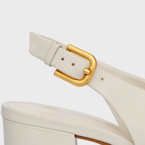 Sandália Boot Essential Salto Bloco Couro Off White Milk