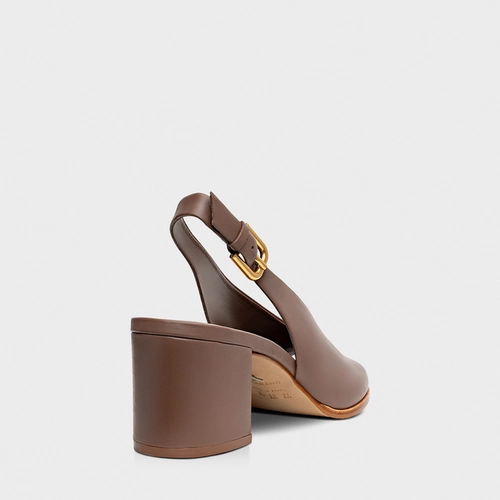 Sandália Boot Essential Salto Bloco Couro Marrom Mocha